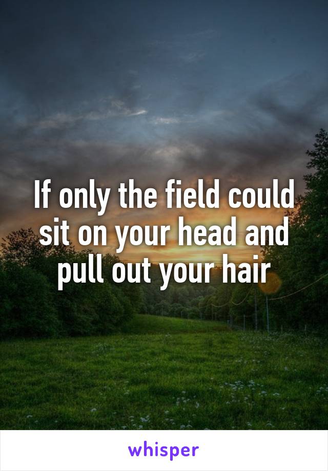 If only the field could sit on your head and pull out your hair