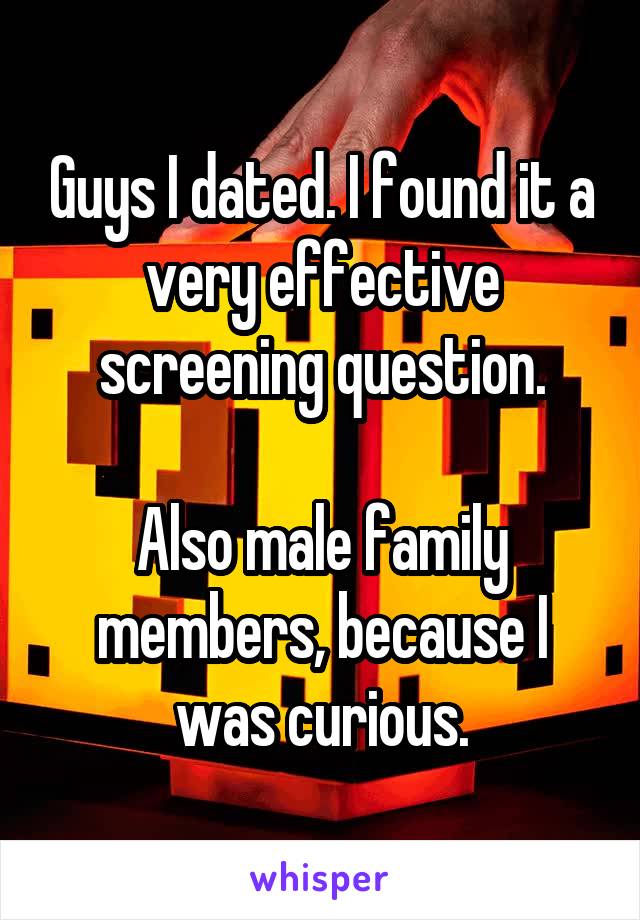 Guys I dated. I found it a very effective screening question.

Also male family members, because I was curious.