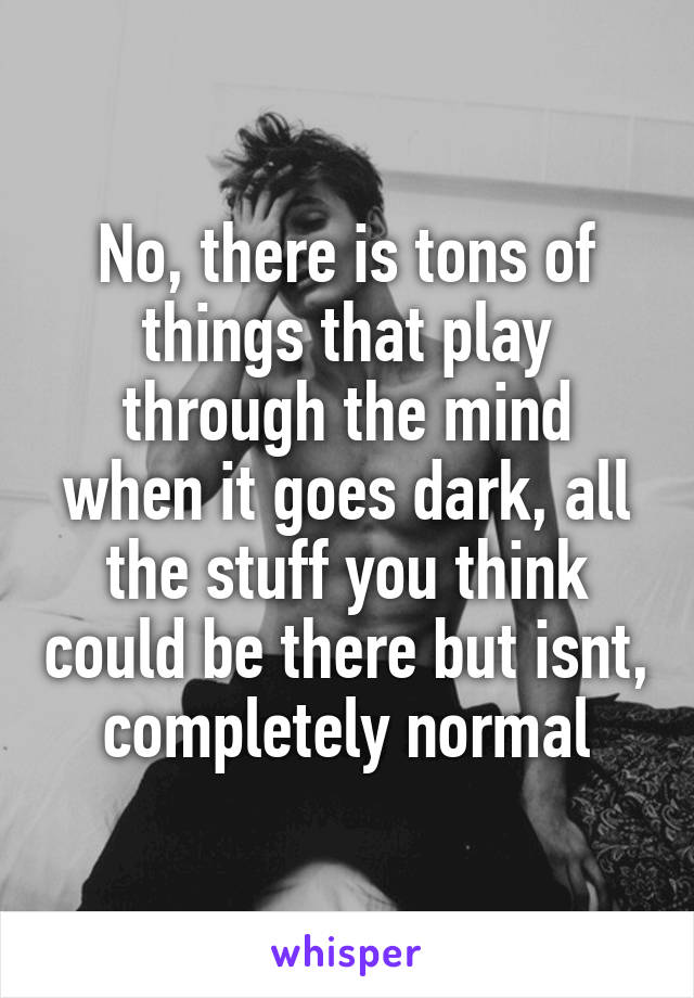 No, there is tons of things that play through the mind when it goes dark, all the stuff you think could be there but isnt, completely normal