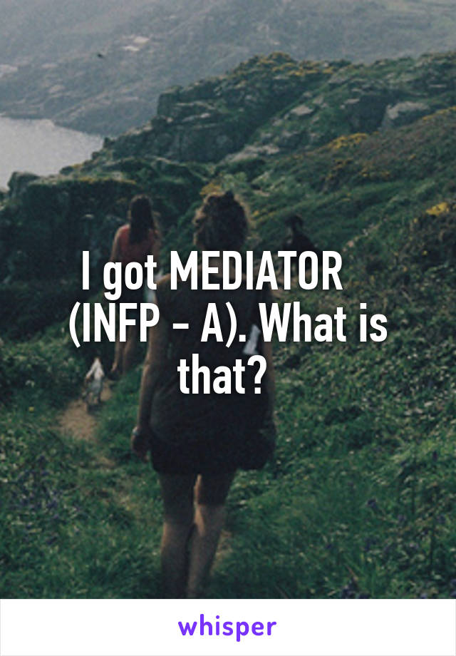I got MEDIATOR    (INFP - A). What is that? 