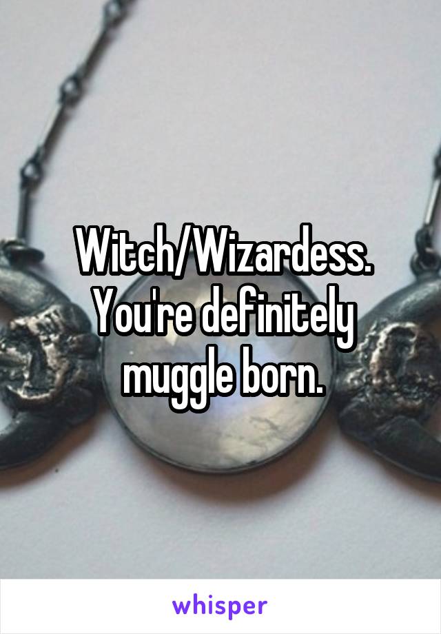 Witch/Wizardess.
You're definitely muggle born.