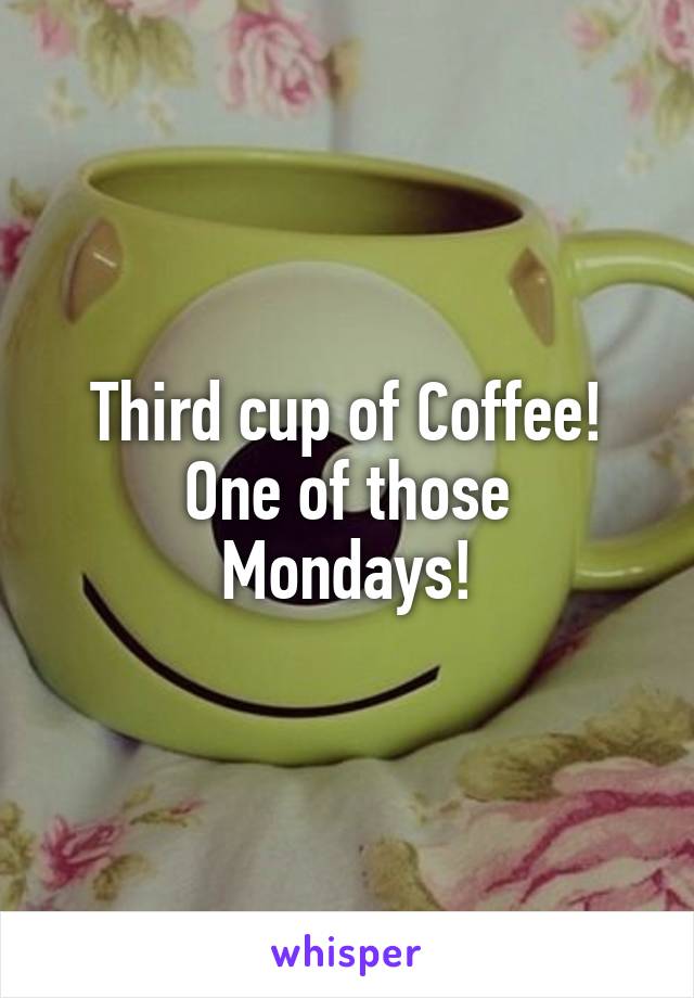 Third cup of Coffee!
One of those Mondays!