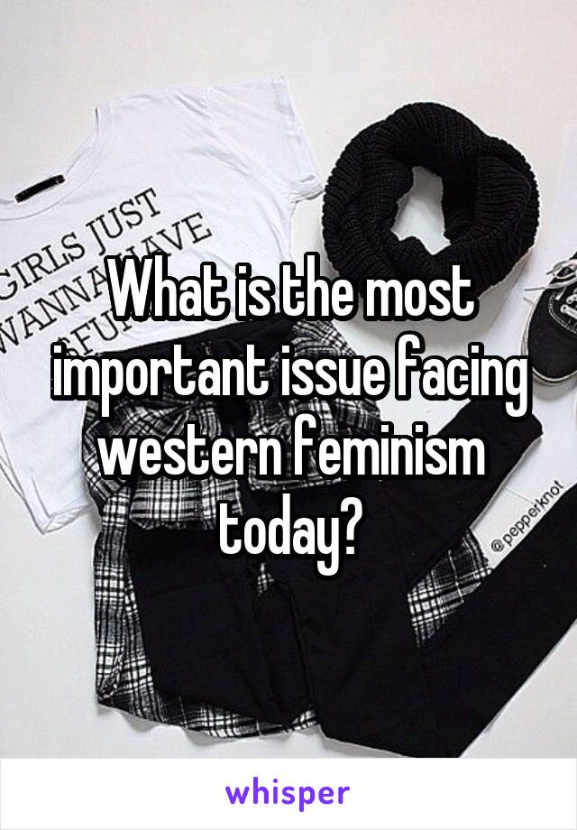 What is the most important issue facing western feminism today?