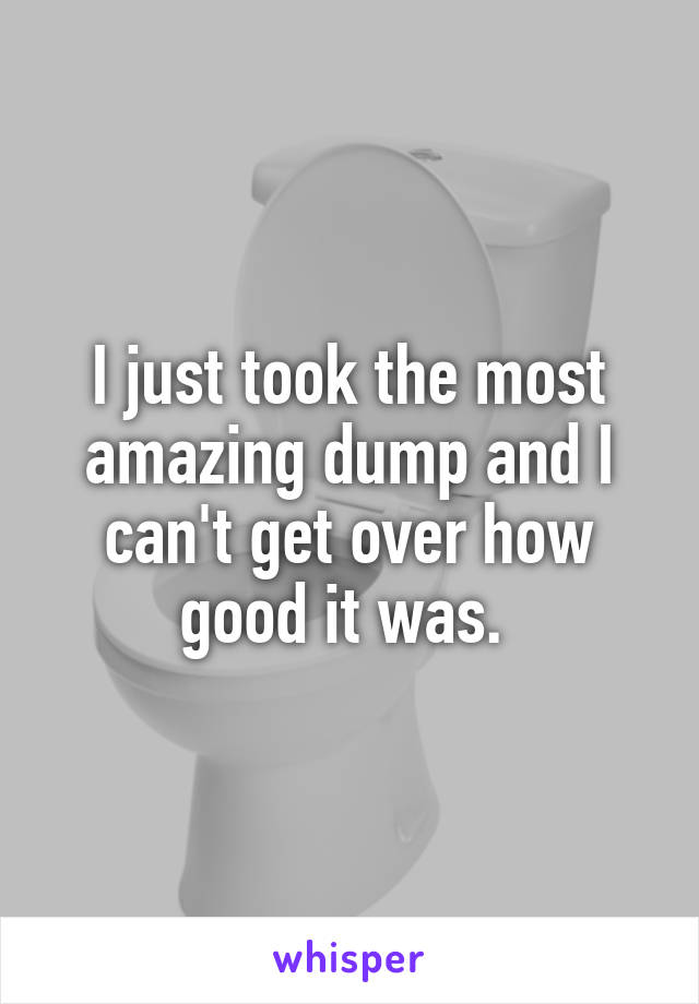 I just took the most amazing dump and I can't get over how good it was. 