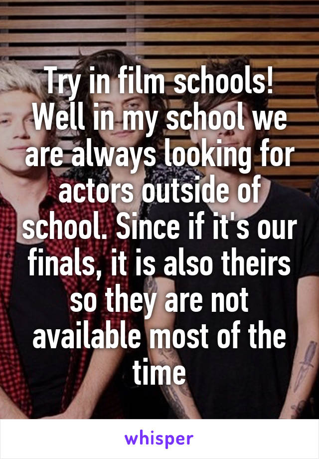 Try in film schools! Well in my school we are always looking for actors outside of school. Since if it's our finals, it is also theirs so they are not available most of the time