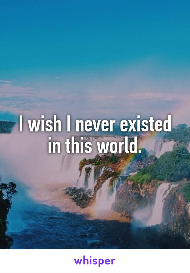 I wish I never existed in this world.