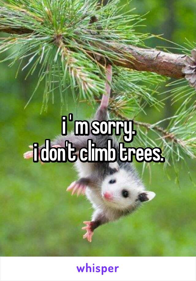 i ' m sorry.
i don't climb trees.