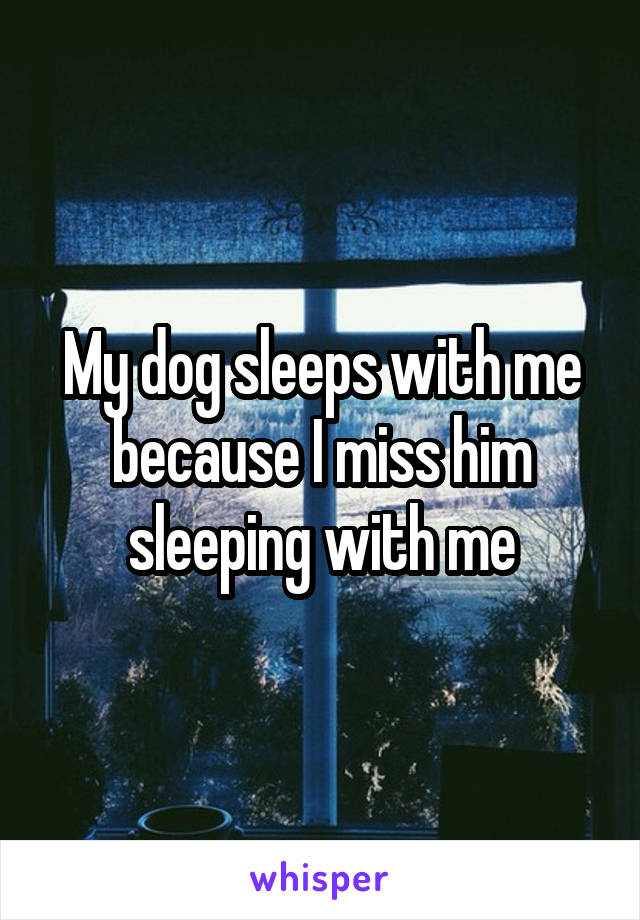 My dog sleeps with me because I miss him sleeping with me