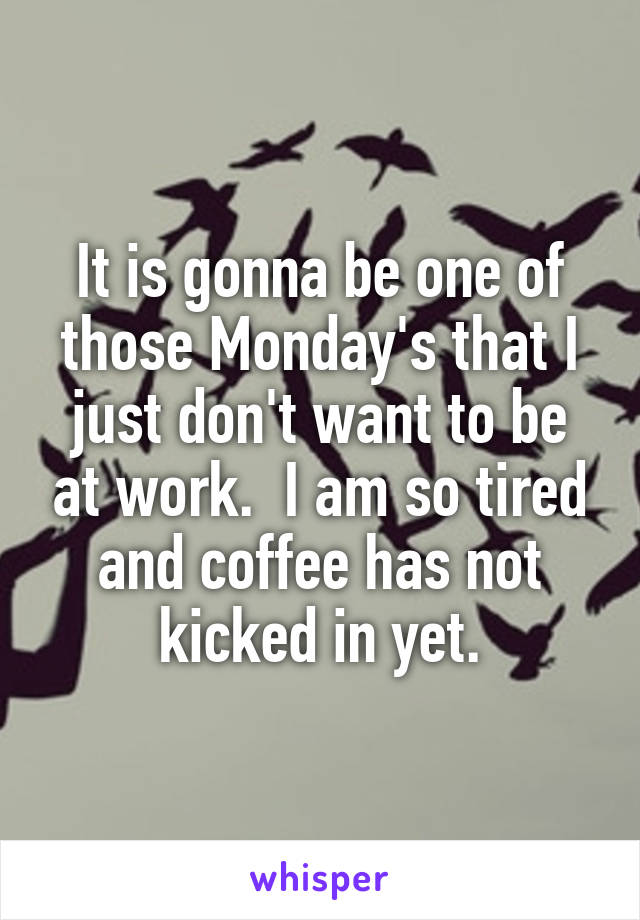 It is gonna be one of those Monday's that I just don't want to be at work.  I am so tired and coffee has not kicked in yet.