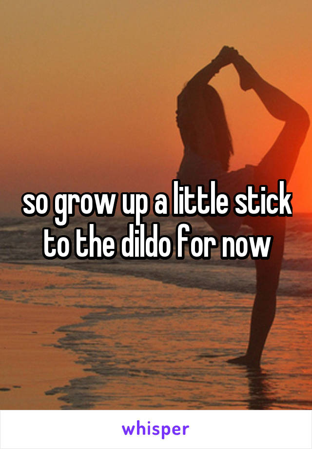 so grow up a little stick to the dildo for now