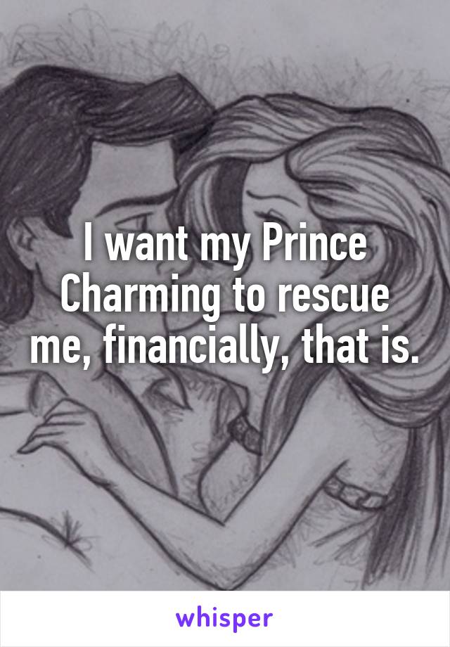 I want my Prince Charming to rescue me, financially, that is. 