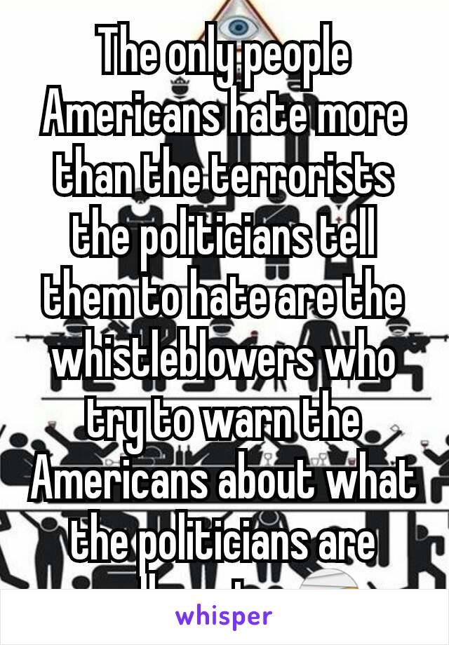 The only people Americans hate more than the terrorists the politicians tell them to hate are the whistleblowers who try to warn the Americans about what the politicians are really up to. 🤕