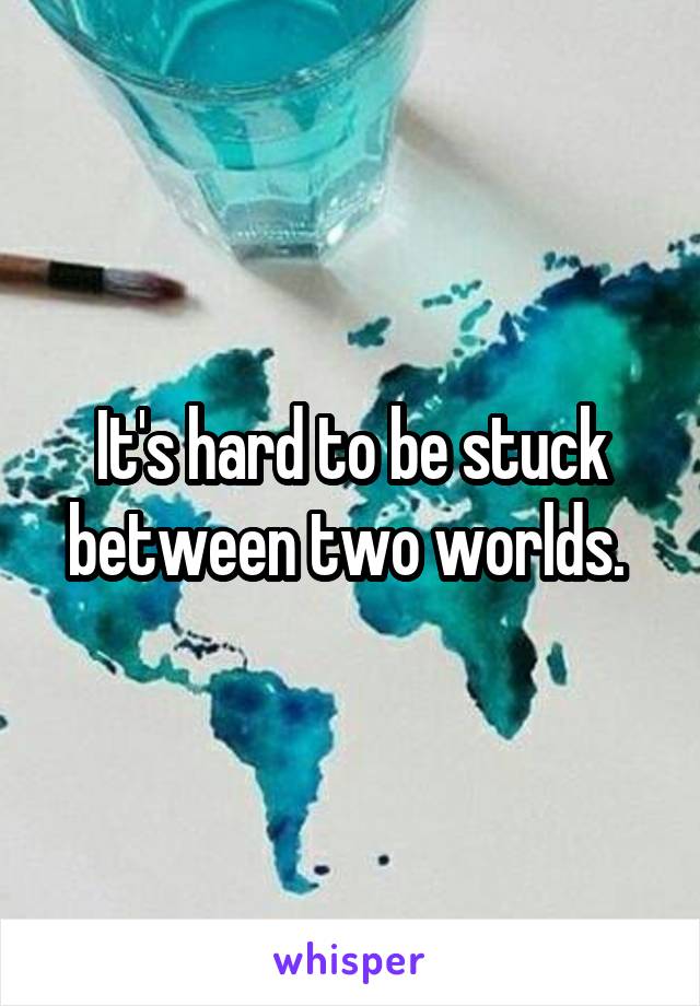 It's hard to be stuck between two worlds. 