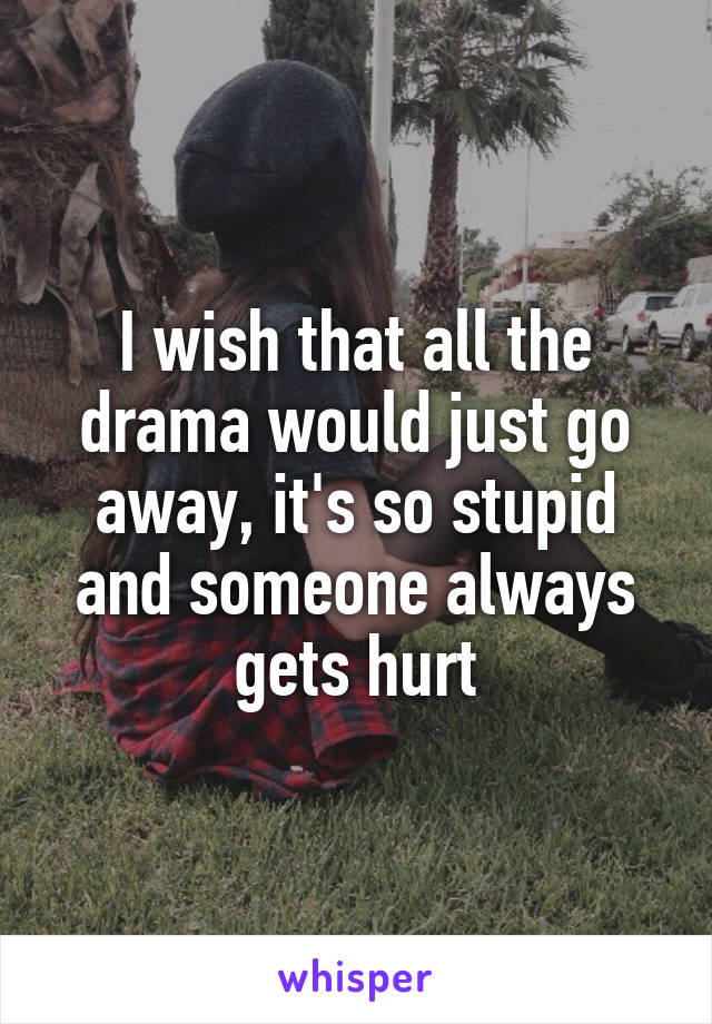 I wish that all the drama would just go away, it's so stupid and someone always gets hurt