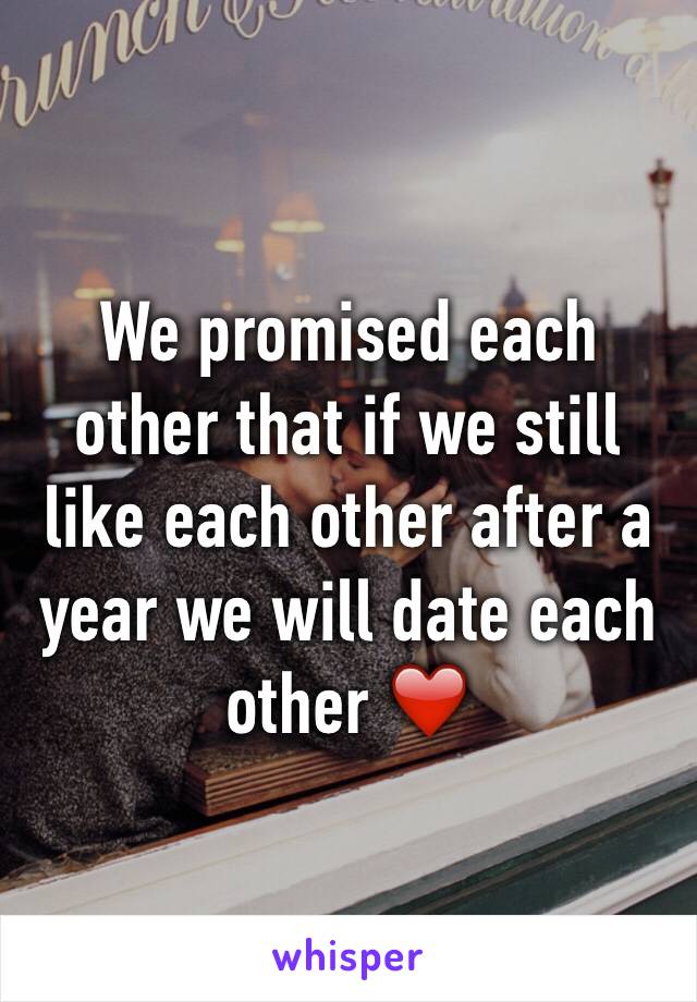 We promised each other that if we still like each other after a year we will date each other ❤️