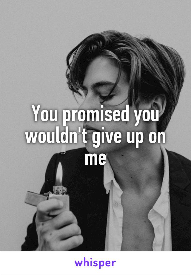 You promised you wouldn't give up on me