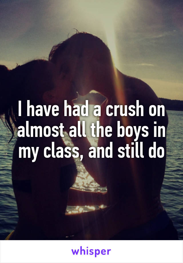 I have had a crush on almost all the boys in my class, and still do