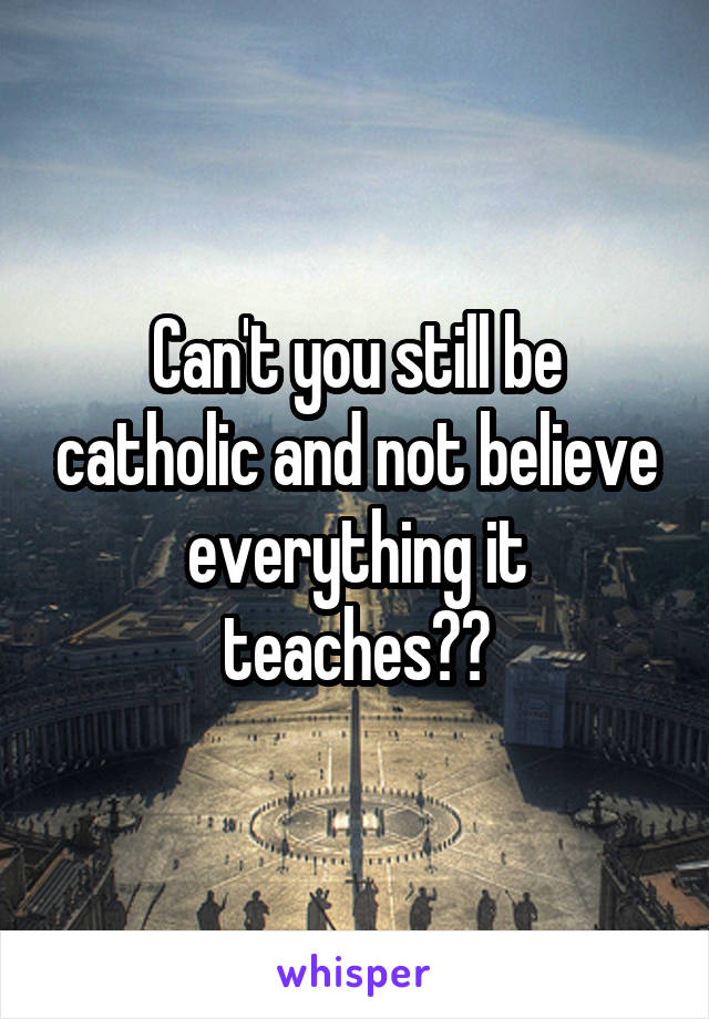 Can't you still be catholic and not believe everything it teaches??