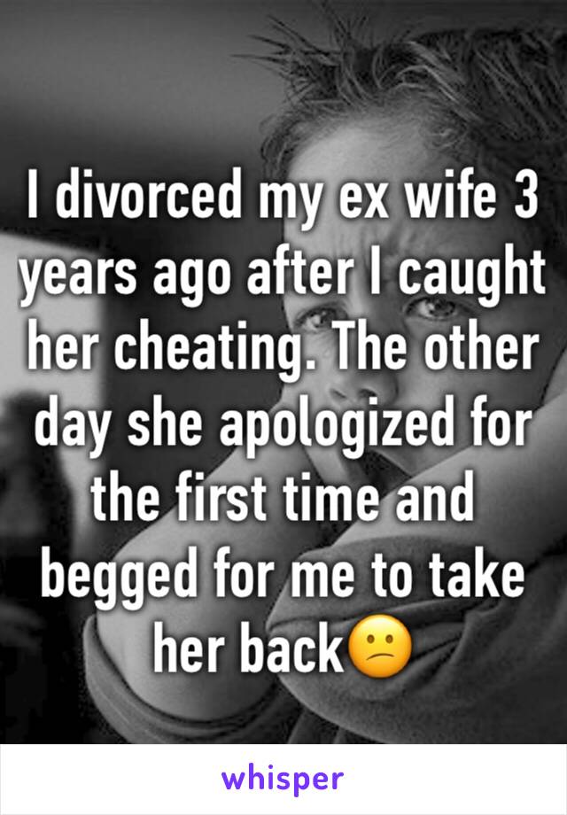 I divorced my ex wife 3 years ago after I caught her cheating. The other day she apologized for the first time and begged for me to take her back😕