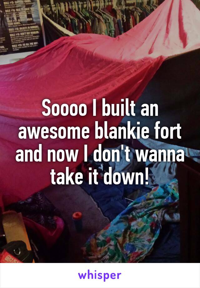 Soooo I built an awesome blankie fort and now I don't wanna take it down!