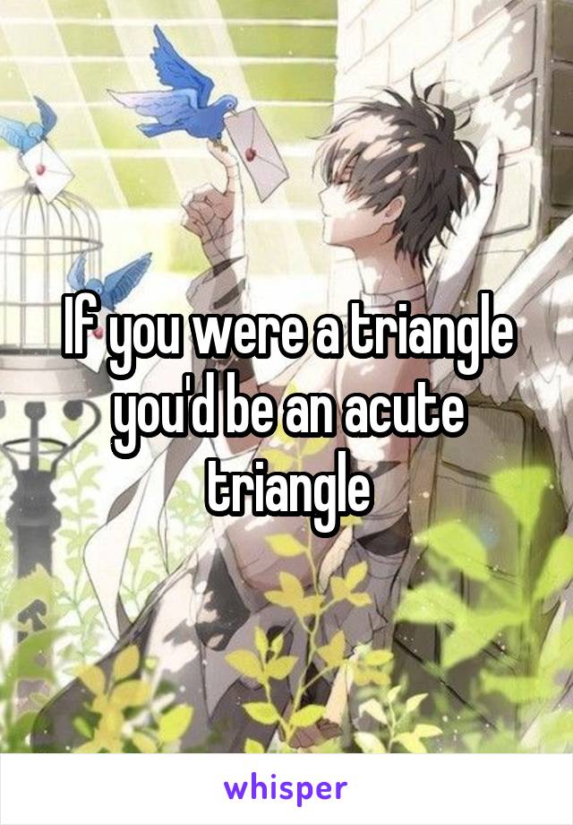 If you were a triangle you'd be an acute triangle