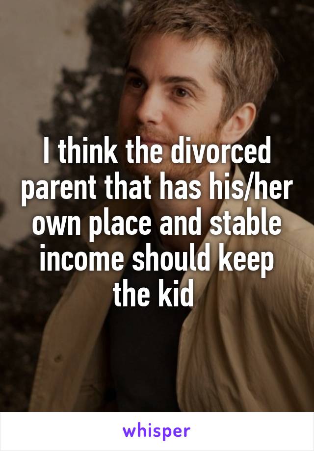 I think the divorced parent that has his/her own place and stable income should keep the kid 