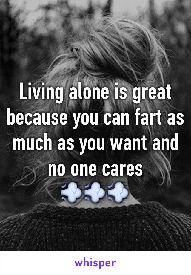 Living alone is great because you can fart as much as you want and no one cares
💨💨💨