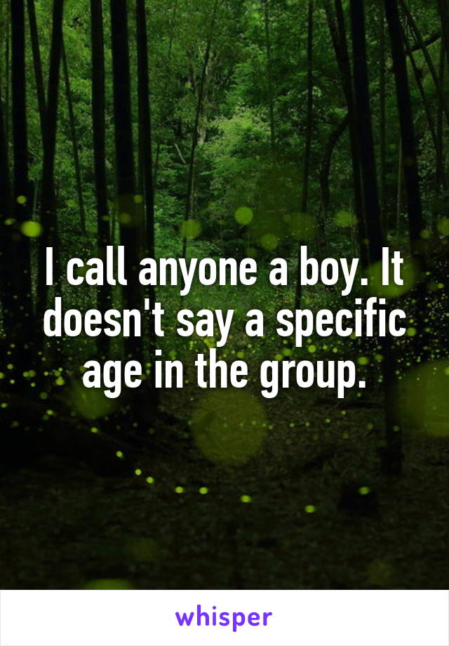 I call anyone a boy. It doesn't say a specific age in the group.