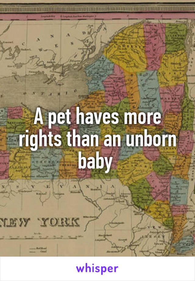 A pet haves more rights than an unborn baby 