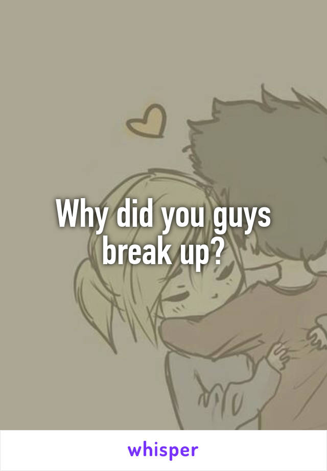 Why did you guys break up?