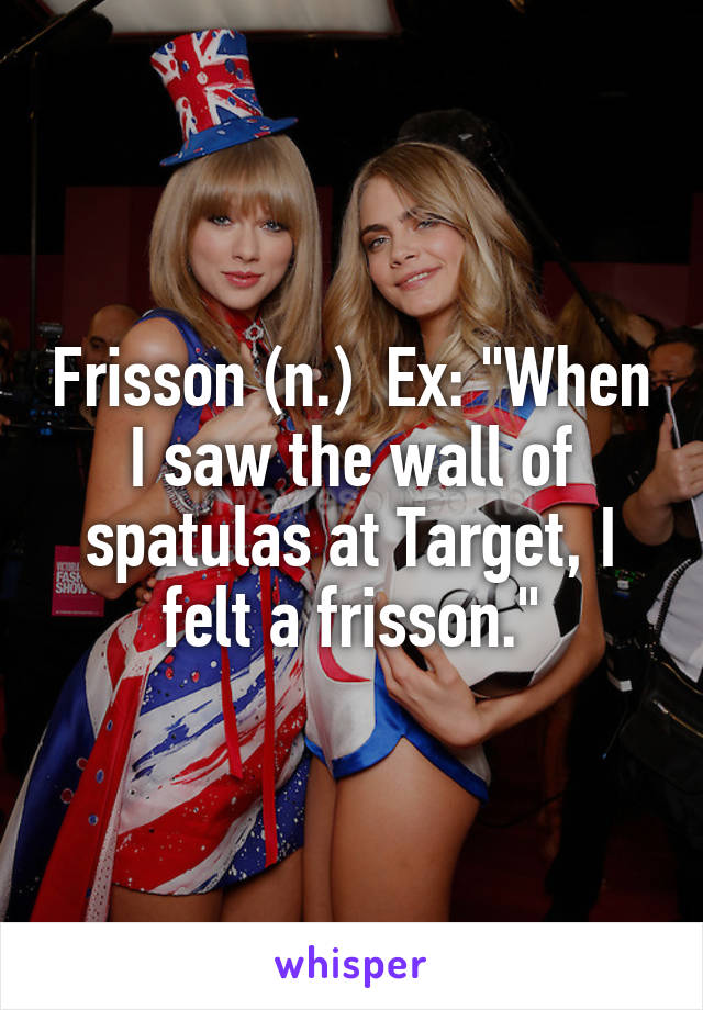 Frisson (n.)  Ex: "When I saw the wall of spatulas at Target, I felt a frisson."