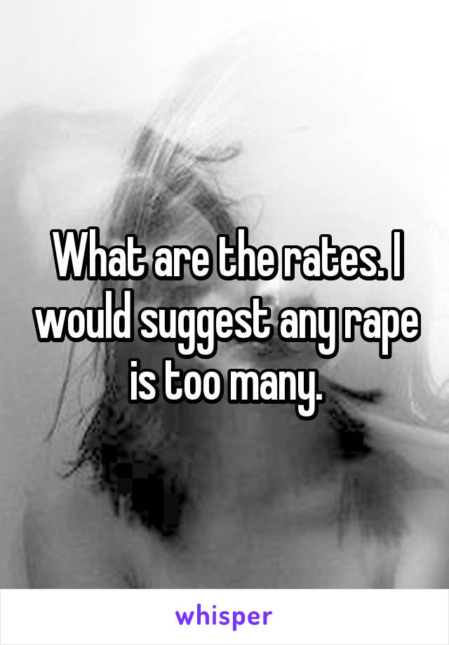 What are the rates. I would suggest any rape is too many.