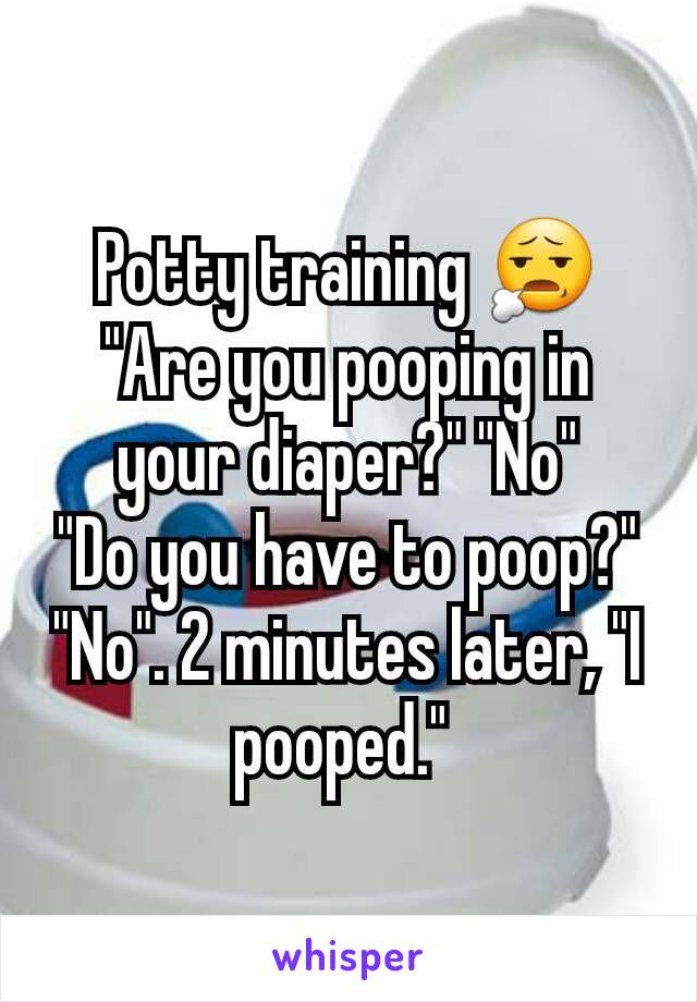 Potty training 😧
"Are you pooping in your diaper?" "No"
"Do you have to poop?" "No". 2 minutes later, "I pooped." 