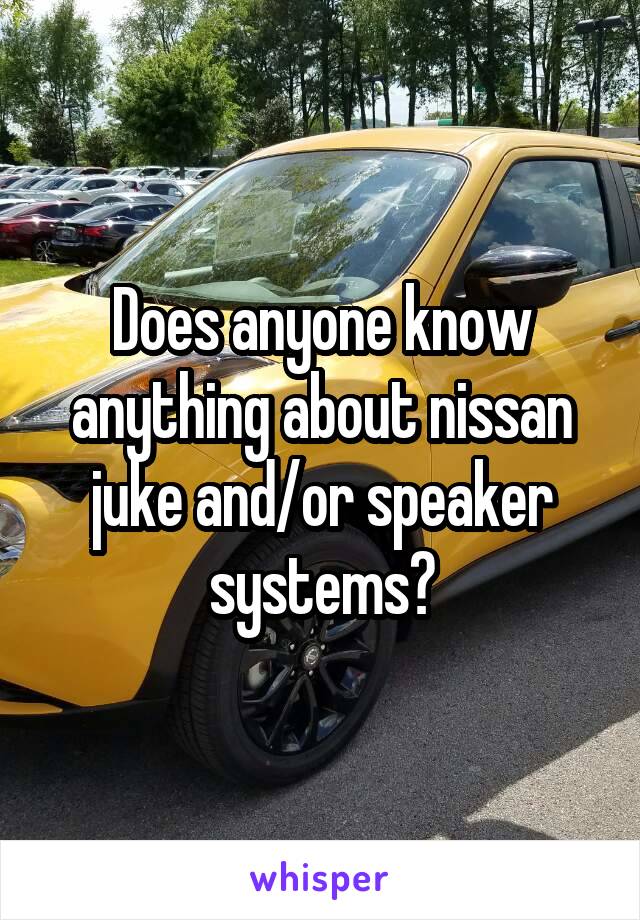 Does anyone know anything about nissan juke and/or speaker systems?