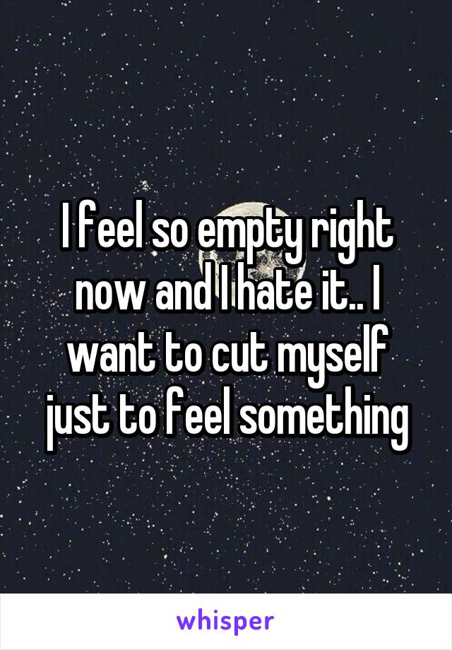 I feel so empty right now and I hate it.. I want to cut myself just to feel something