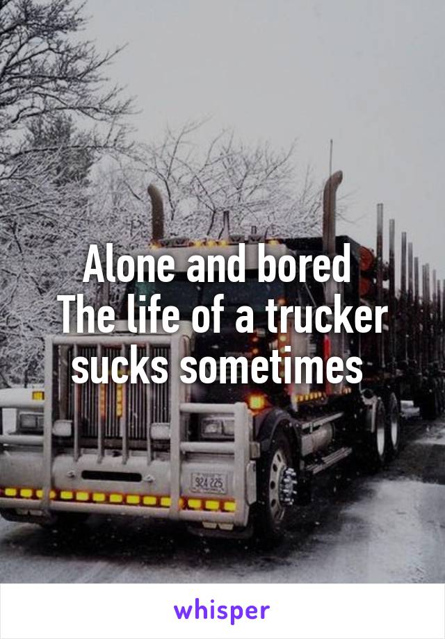 Alone and bored 
The life of a trucker sucks sometimes 