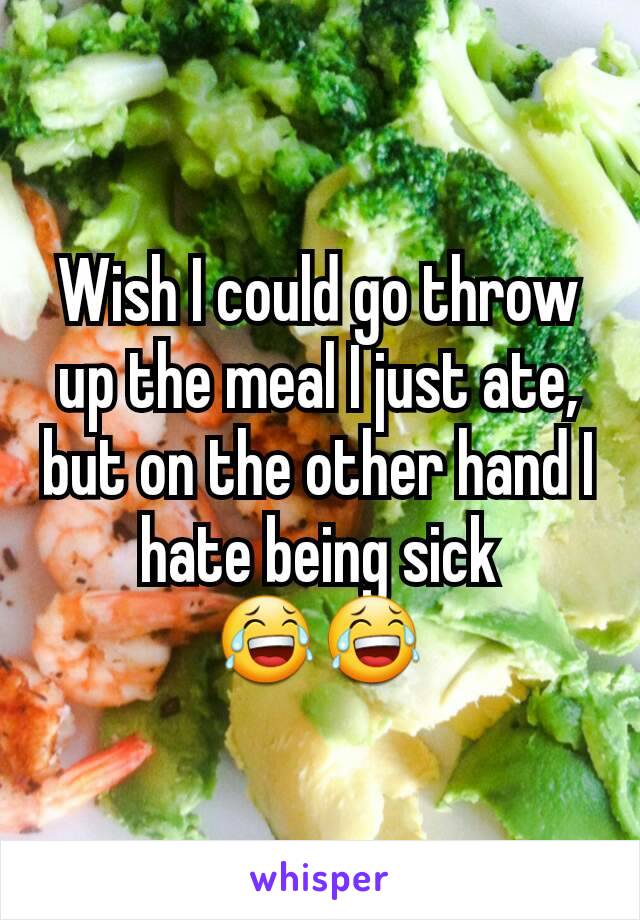 Wish I could go throw up the meal I just ate, but on the other hand I hate being sick 😂😂