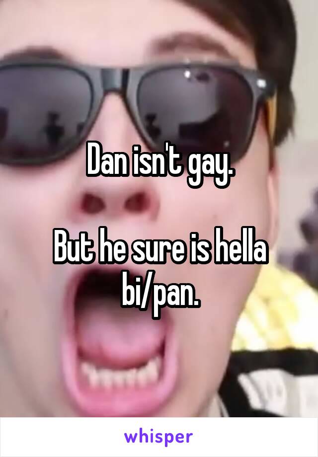 Dan isn't gay.

But he sure is hella bi/pan.