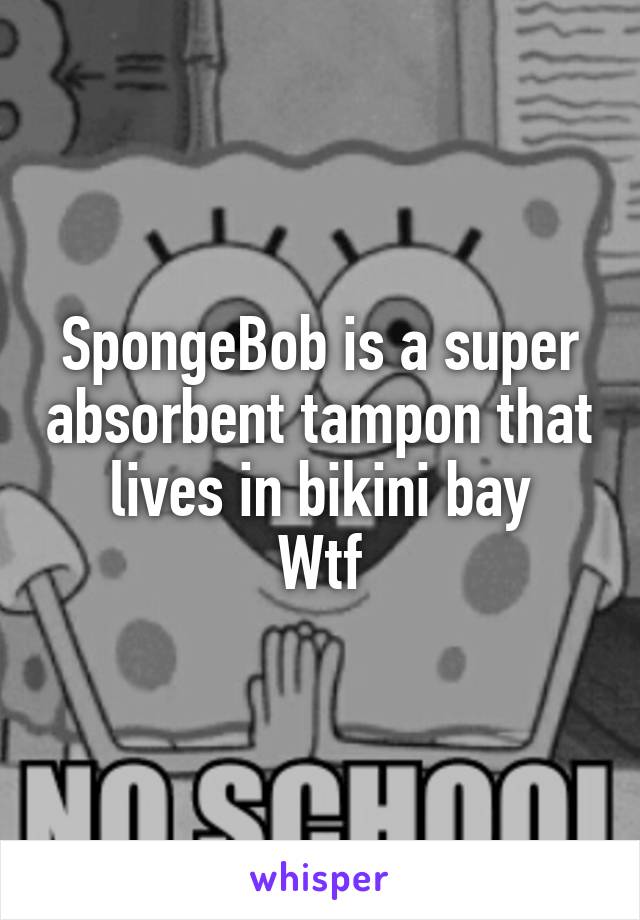 SpongeBob is a super absorbent tampon that lives in bikini bay
Wtf