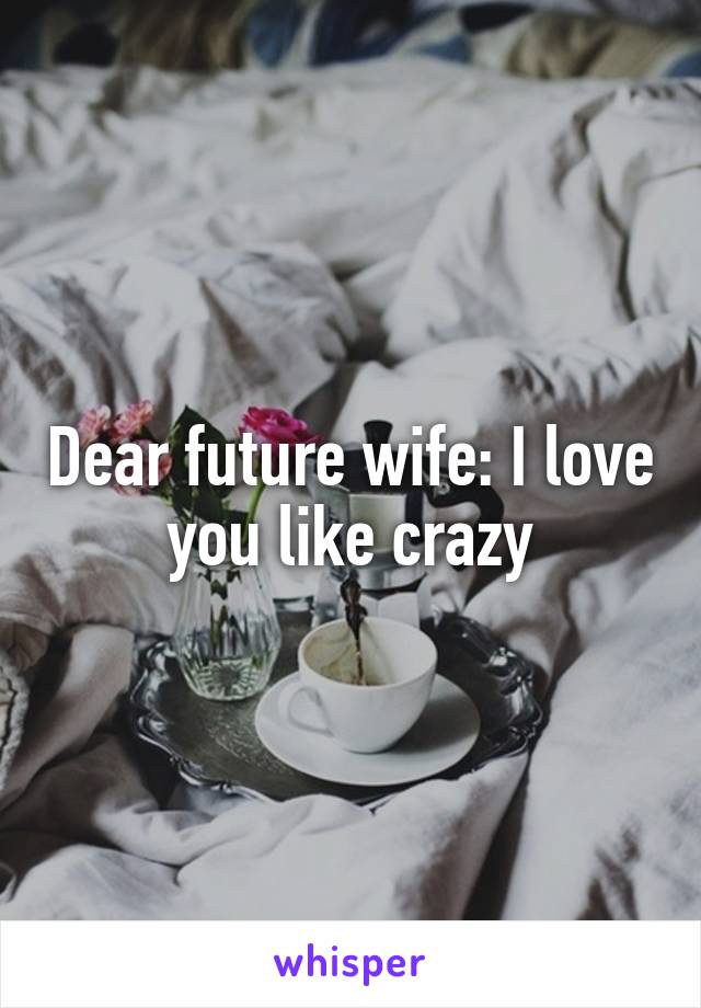 Dear future wife: I love you like crazy