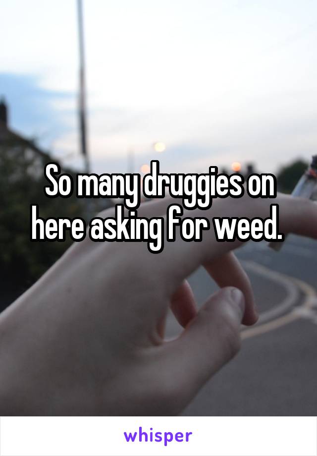 So many druggies on here asking for weed. 
