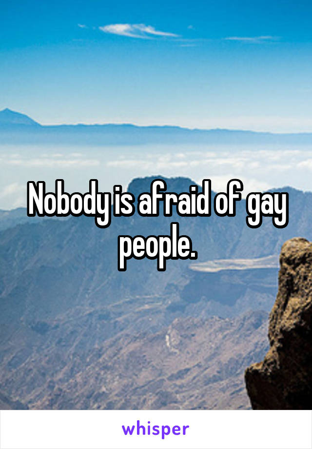 Nobody is afraid of gay people.