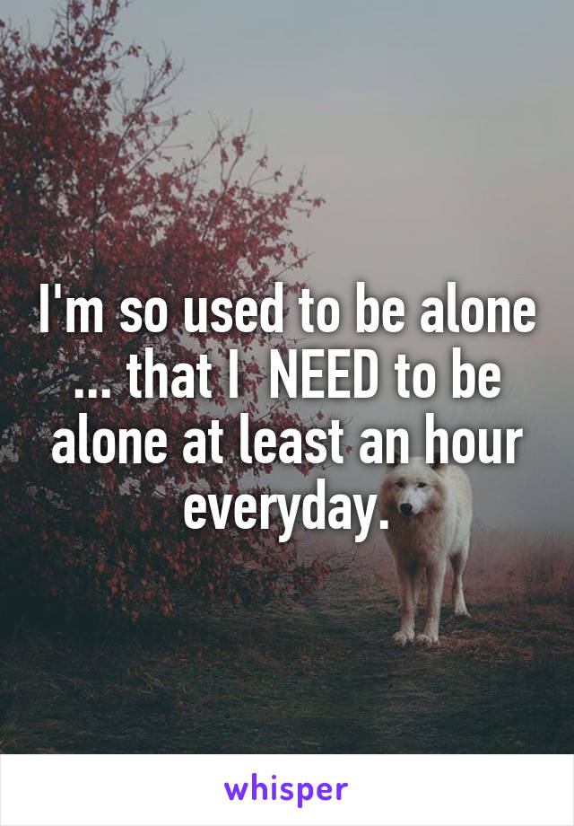 I'm so used to be alone ... that I  NEED to be alone at least an hour everyday.