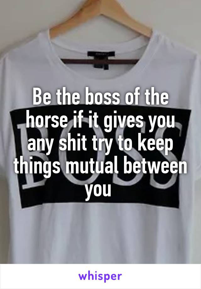 Be the boss of the horse if it gives you any shit try to keep things mutual between you 