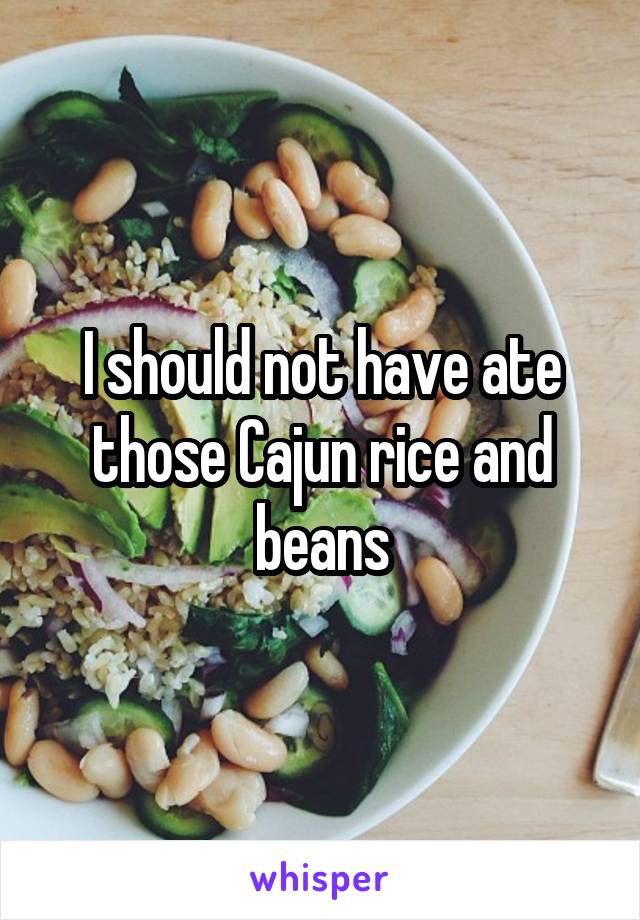 I should not have ate those Cajun rice and beans