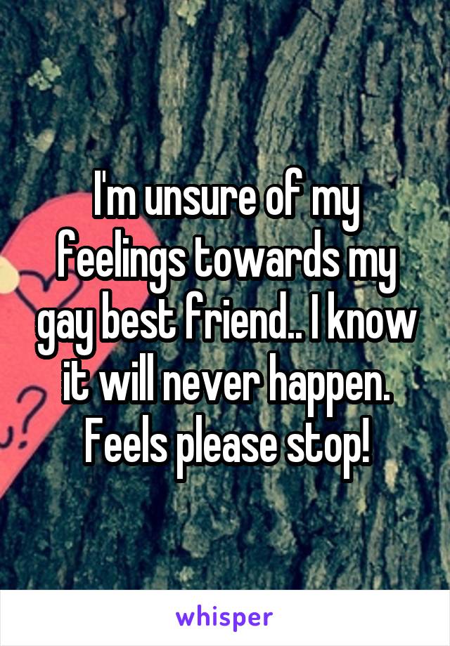 I'm unsure of my feelings towards my gay best friend.. I know it will never happen. Feels please stop!