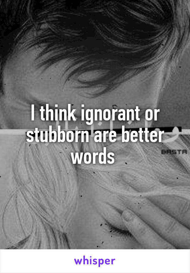 I think ignorant or stubborn are better words 