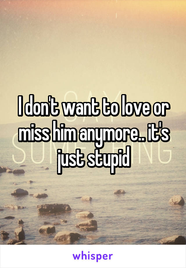 I don't want to love or miss him anymore.. it's just stupid