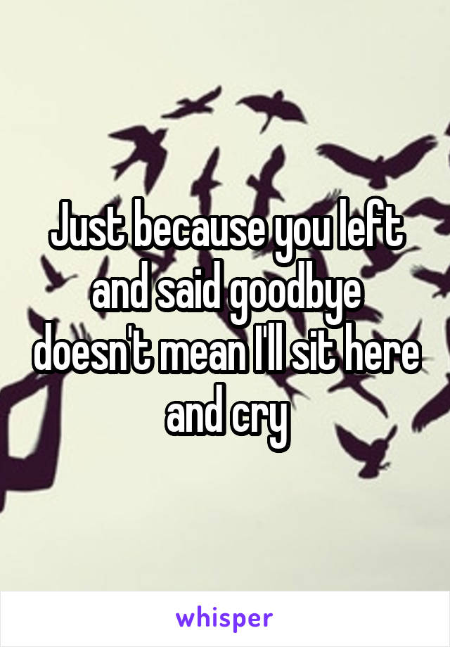 Just because you left and said goodbye doesn't mean I'll sit here and cry