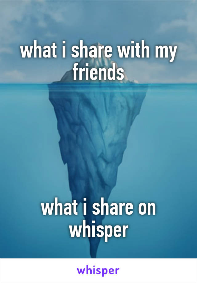 what i share with my friends





what i share on whisper